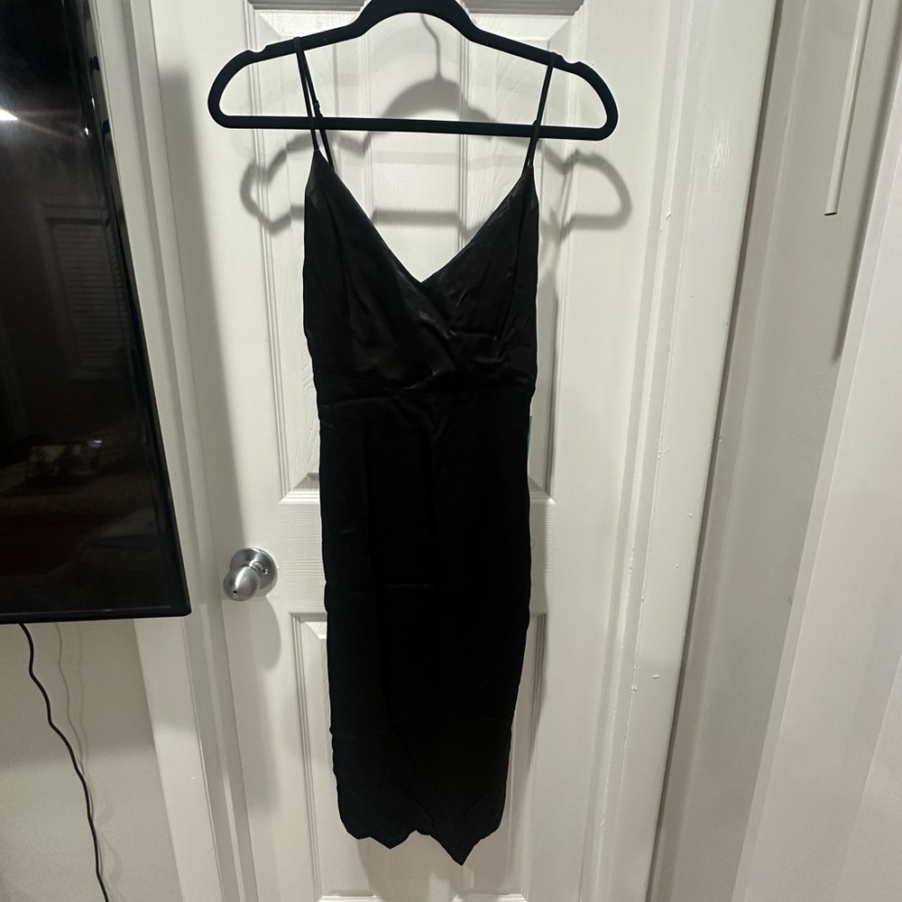 Forever 21 Black Midi Dress with Spaghetti Straps